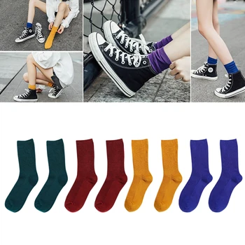 

1 Pair Socks Women Girl Skateboard Socks Solid Color Mid Tube Bunching Socks Casual Socks FMF