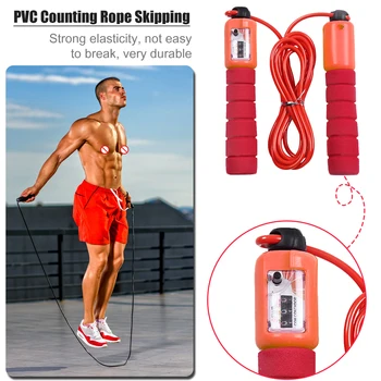 

Trainers Core Slid Fitness Gliding Foam Padded Handle Adjustable Skipping Jump Rope with Counter for Sports Fitness