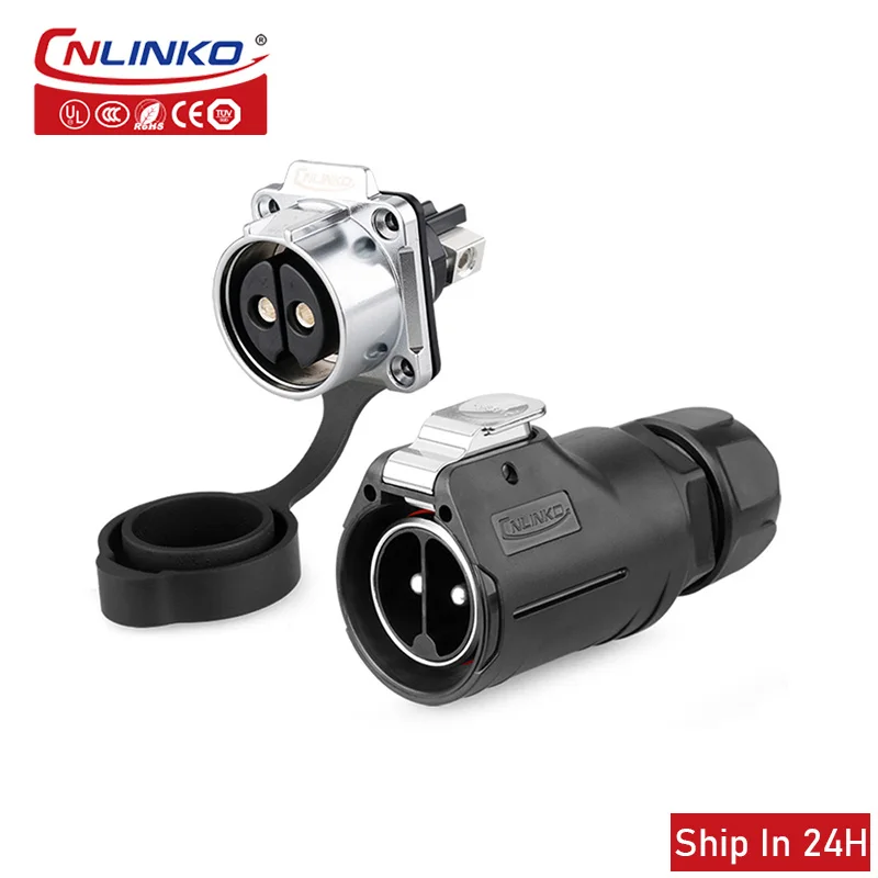 Conector de Alimentação Impermeável Industrial Soquete Masculino e Feminino Cabo Circular Fio Impermeável 2pin Ac500v 6awg 45a Cnlinko-lp28