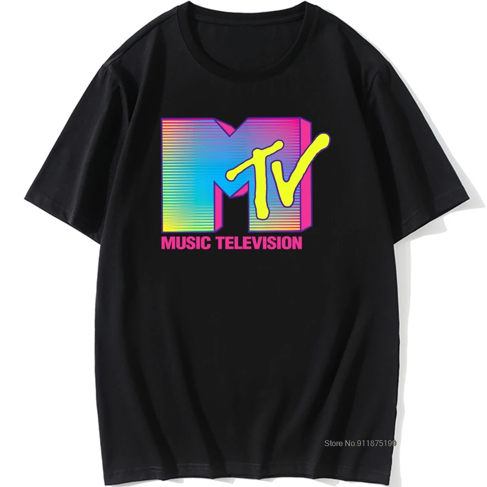Популярная футболка с флуоресцентным логотипом MTV забавная Летняя мужская и