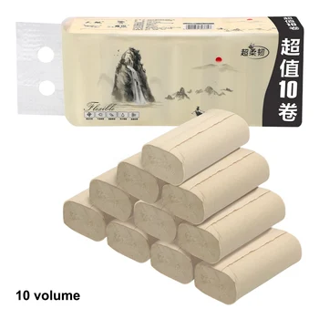 

10 Rolls 4 Layers Bamboo Pulp Hand Towels Skin-friendly Toilet Roll Paper Home Bath Kitchen Tissue Roll Coreless Toilet Paper