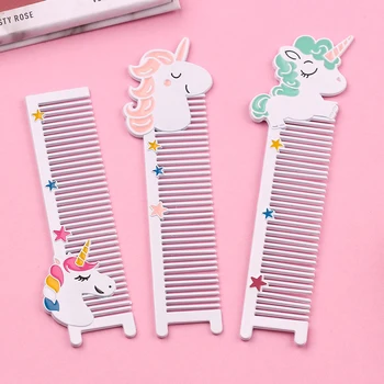 

Cartoon Cute Unicorn Combs Metal Hair Comb Hairdressing Anti-static Barbers Comb Portable mini Female Beauty Styling Tools