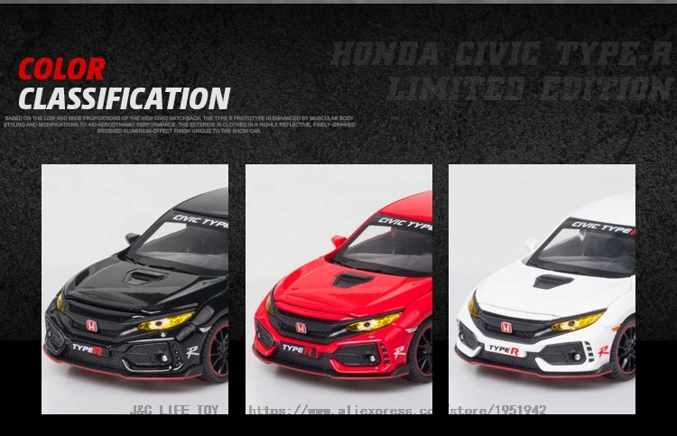 1:32 Honda Civic Type R Limited Edition Toy Car Metal Toy Diecasts &Amp; Toy Vehicles Car Model High Simulation Car Toys For Boy