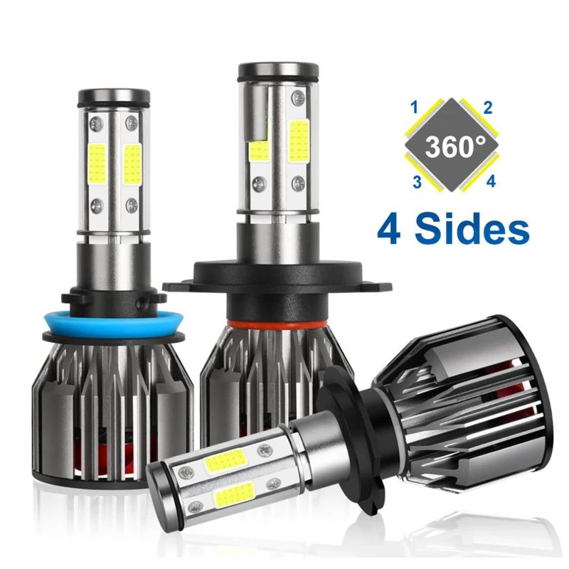 

H7 LED 4 Side T9 H4 Car Headlight Bulb COB H1 H3 H7 H11 9005 9006 880 881 8000LM 6500K Auto Voiture Fog Light 12V Auto Headlamp