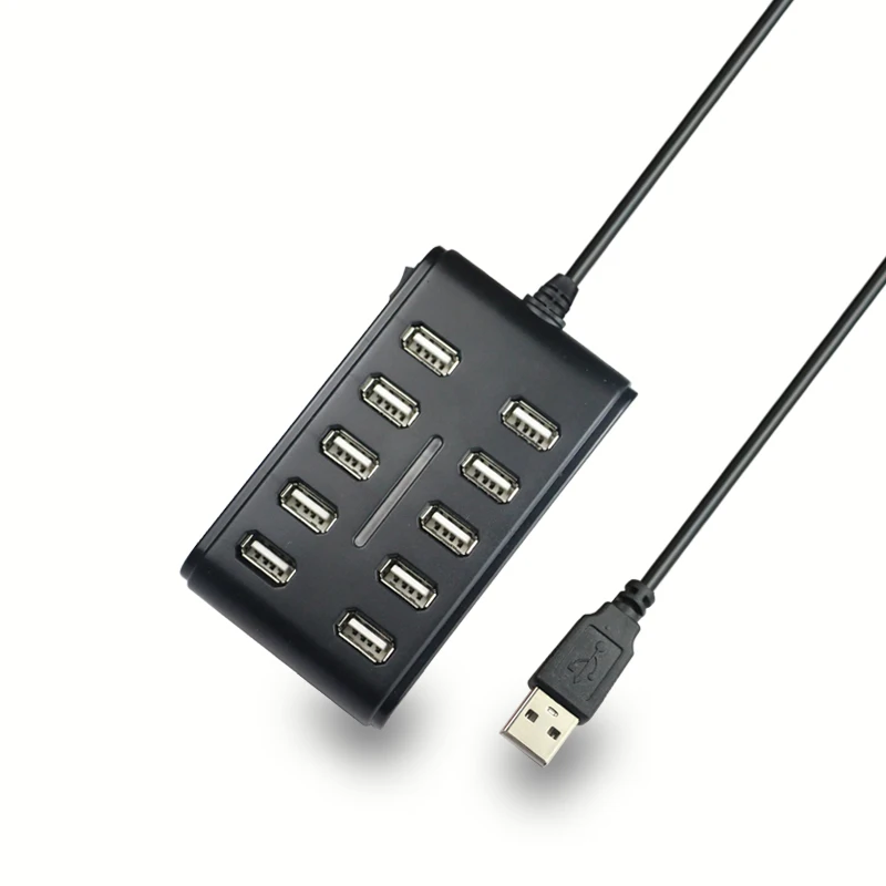 Asunflower 10 портов USB 2,0 концентратор с адаптером питания для ПК, ноутбука, компьютера, мульти Портативный usb зарядная станция, Разветвитель переключатель