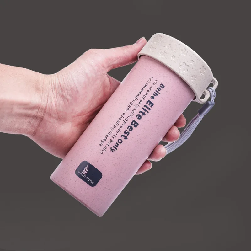 

Wheat Straw Material Water Bottle Portable With Lid Hidro Flask Drinkware Tour Outdoor Sport School Leakproof Seal Water Bottles