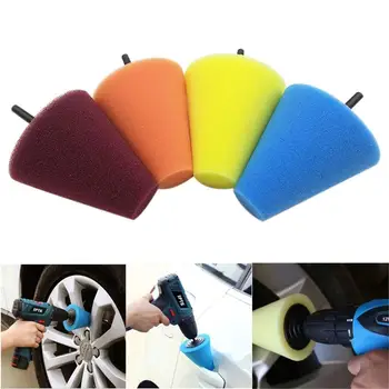 

4Pcs 6mm Car Wheel Hub Polish Buffing Shank Polishing Sponge Cone Metal Foam Pad Kit Auto Wheel Pads Disc Sponge