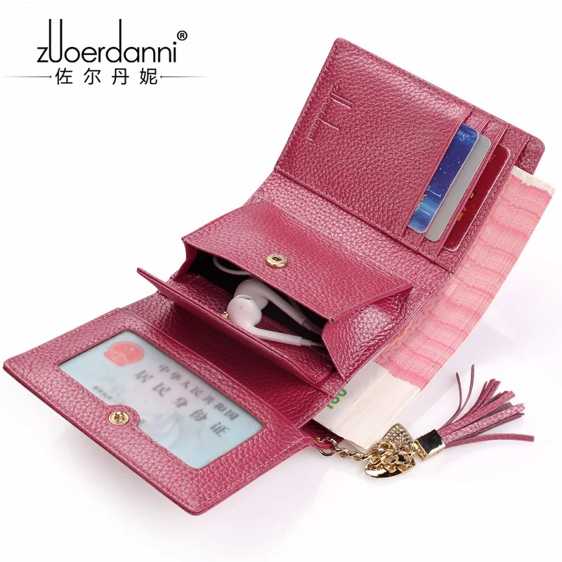 

Genuine Leather Short Wallet Women's 2018 New Style Cowhide Multi Card Bit Wallet Multi-functional Folding Purse