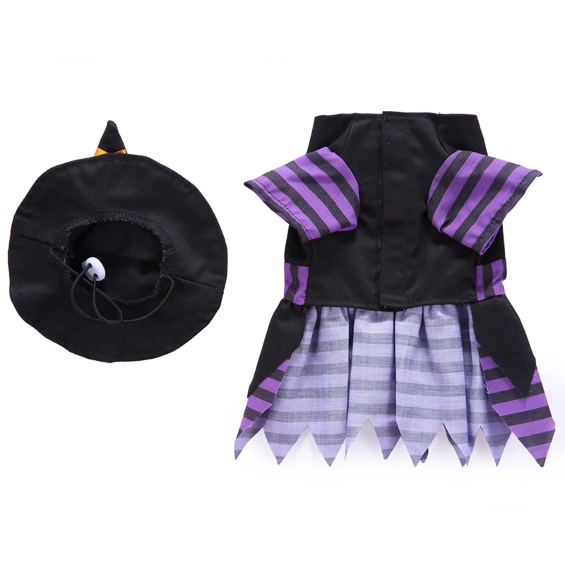Домашний костюм для косплея на Хэллоуин, Забавный полосатый костюм волшебника, комплект одежды из 2 леггинсов, пальто и шляпа для собак - Цвет: Коричневый