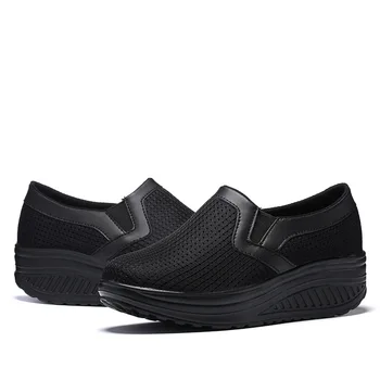 

2020 spring and autumn new women's shoes casual thick bottom mesh breathable women's solid color single shoes large size 40