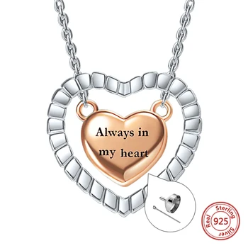 

Xiaojing 925 Sterling Silver Rose Gold Heart Cremation Ashes Pendant Couple Necklace Fashion Jewelry Making Gift for Women 2020