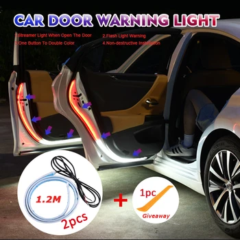 

Car Door Decoration Light Strips Car Styling Strobe Flashing Light Safety 12V LED Opening Warning LED Lamp waterproof(2pcs)