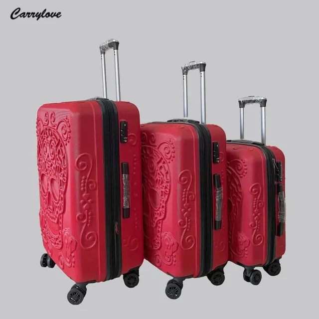 Carrylove 20 "24" 28 "pollici grande valigia espandibile con teschio 3 pezzi Trolley Set di borse per bagagli con rotelle 2