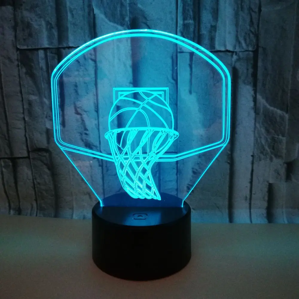 

Hot Creative Gifts 3D Basketball Basket Small Night Lamp 3D LED Night Light Colorful USB 3D Visual Small Table Lamp