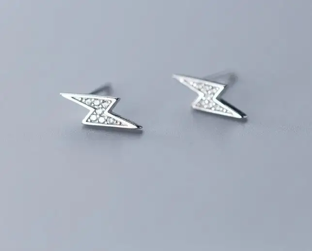 

11mm*4mm INS 1PAIR 100% Authentic 925 Sterling silver White Zirconia lightning Blitz Wave Stud earrings FINE jEWELRY TLE631