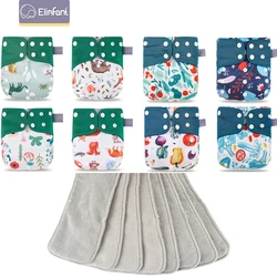 Elinfantil novo correspondência à prova dwaterproof água bebê pcoket fraldas 8 pçs cinza malha pano fraldas e 8 pçs microfibra inserções