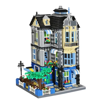

DIY Small Particle European Architectural Theme Building Block Assembled Model Kit - Garden Cafe Corner Shop
