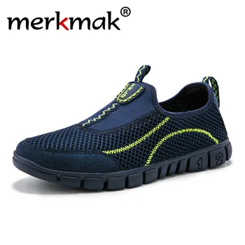 

Merkmak 2020 New Summer Men Mesh Casual Shoes Breathable Wear-resistant Men Hiking Shoes Big Size Summer Flats Men Sneakers