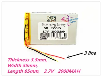 

3 line 355585 3.7V 2000MAH Polymer rechargeable batteries E-book 315586 MP3 MP4 power bank DVD DVR GPS PDA 305585