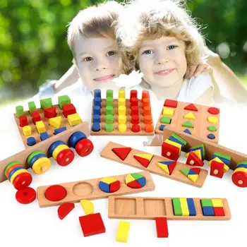 

For Montessori 8PCS/Set Children's Teaching Aids Combination Puzzle Early Education Enlightenmentn Interactive Toys Brain Game