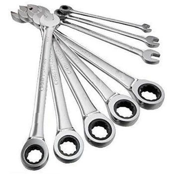 

8 Pc Ratchet Combination Wrench Set 8 10 12 13 14 15 17 19 Mm High Torque Spanner Set A Set Of Keys Gear Ring Wrench