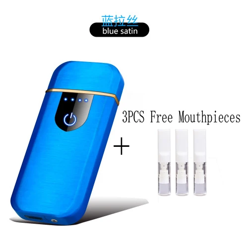 Синий USB mini Electric lighter smart windproof Touch sensor induction rechargeable electronic cigarette ultra-thin Metal men lighters - Цвет: Синий