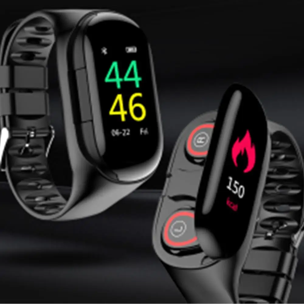 

696 Smart Watch T88 With Bluetooth Earphone Heart Rate Monitor Smart Wristband Long Time Standby Sport Watch PK T89