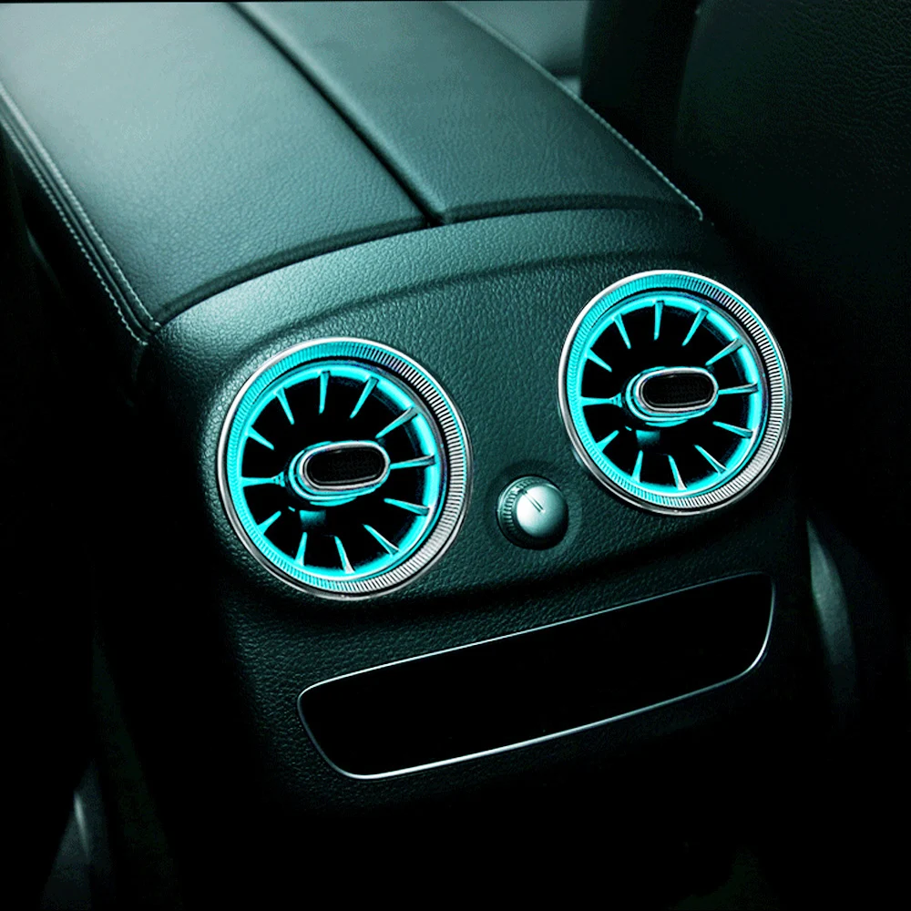 

rear air conditioning turbine outlet light for mercedes benz w205 c class car rear vent Inlet ambient lights led lamp 64 colors