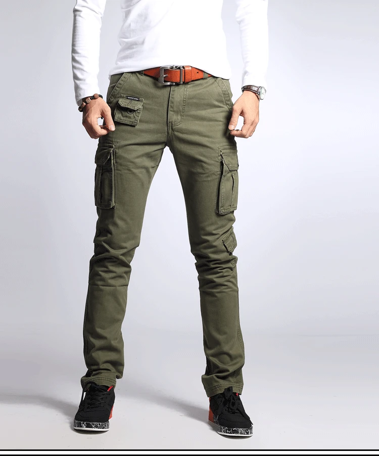 Sz28-38 военные мужские камуфляжные хлопковые узкие прямые брюки Карманы Мужские Брюки Карго повседневные брюки B54