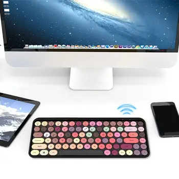 

Bluetooth Keyboard Retro Round Keycap Colorful Plastic Panel Punk Phone Keyboard