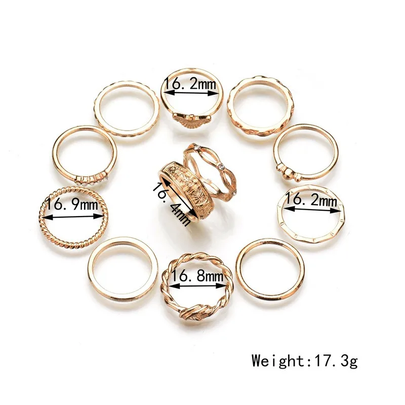 VAGZEB, винтажные кольца золотого цвета для женщин, богемные этнические кольца в стиле панк с кристаллами, набор колец на палец, модные ювелирные изделия