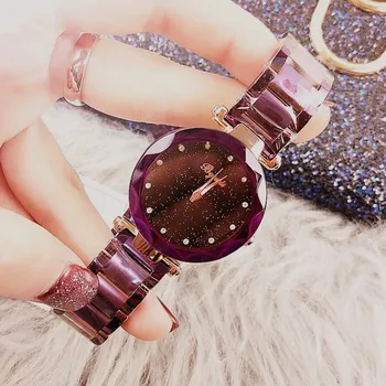 

New Style Genuine Product Diamond Set Fashion Ladies' Watch Star Surface Steel Belt Bracelets Quartz Waterproof Fashion
