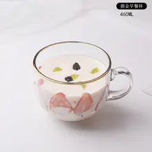 Милая Скандинавская стеклянная чашка высокой емкости 460 мл прозрачная чашка для воды с ручкой Tazas Para кафе простые бытовые товары MM60BLB