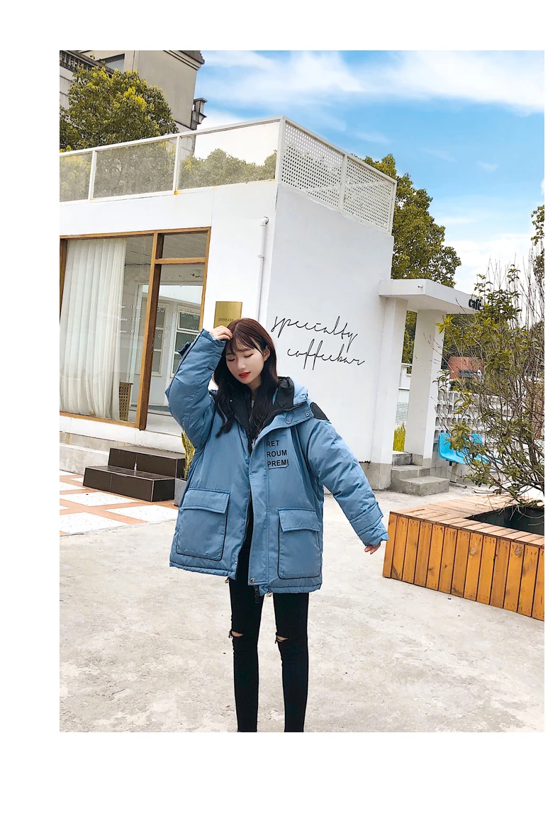 Women Winter Jackets Coat Thick Warm Hooded Jacket Casual Solid Outwear Cotton-padded Loose Short Oversize Tide Female