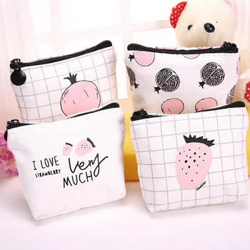 

Mini Canvas Fruit Strawberry Coin Purse Women Girls Cartoon Fruit Printed Coin Key Card Pack Linen Money Wallet Purse Dropship