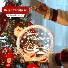 

LED Acrylic Christmas Decoration Lights Holiday Cabinet Layout Starry 3D Hanging Lights Home Room Store Suction Cup Lamp Bell