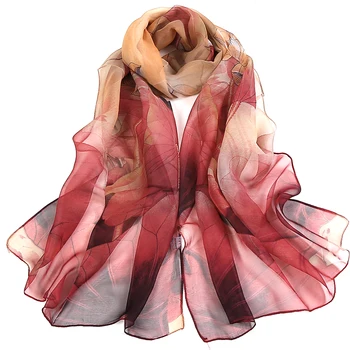 

Gift Holiday Elegant Wrap Sun Protection Shawl Lightweight Women Scarf Floral Print Beach Fashion Summer Soft Long
