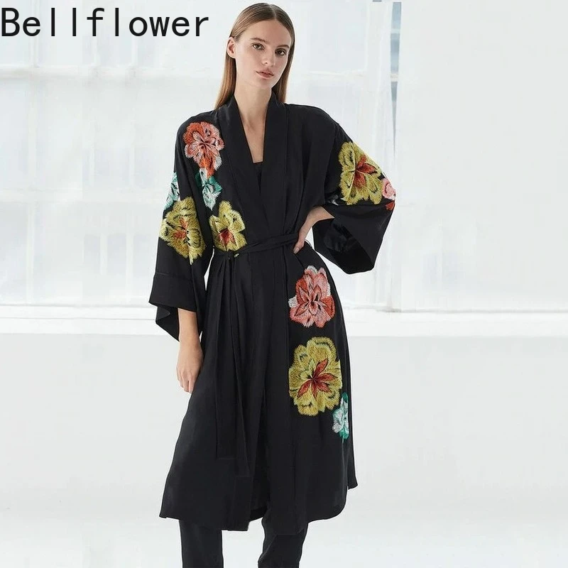 bikini cover up skirt 2021 Embroidered Cover Ups for Swimwear Women Black Sheer Dress Beach Wear Bandage Kimono Dark Style Fashion Loose Summer Dress bathing suit and cover up set