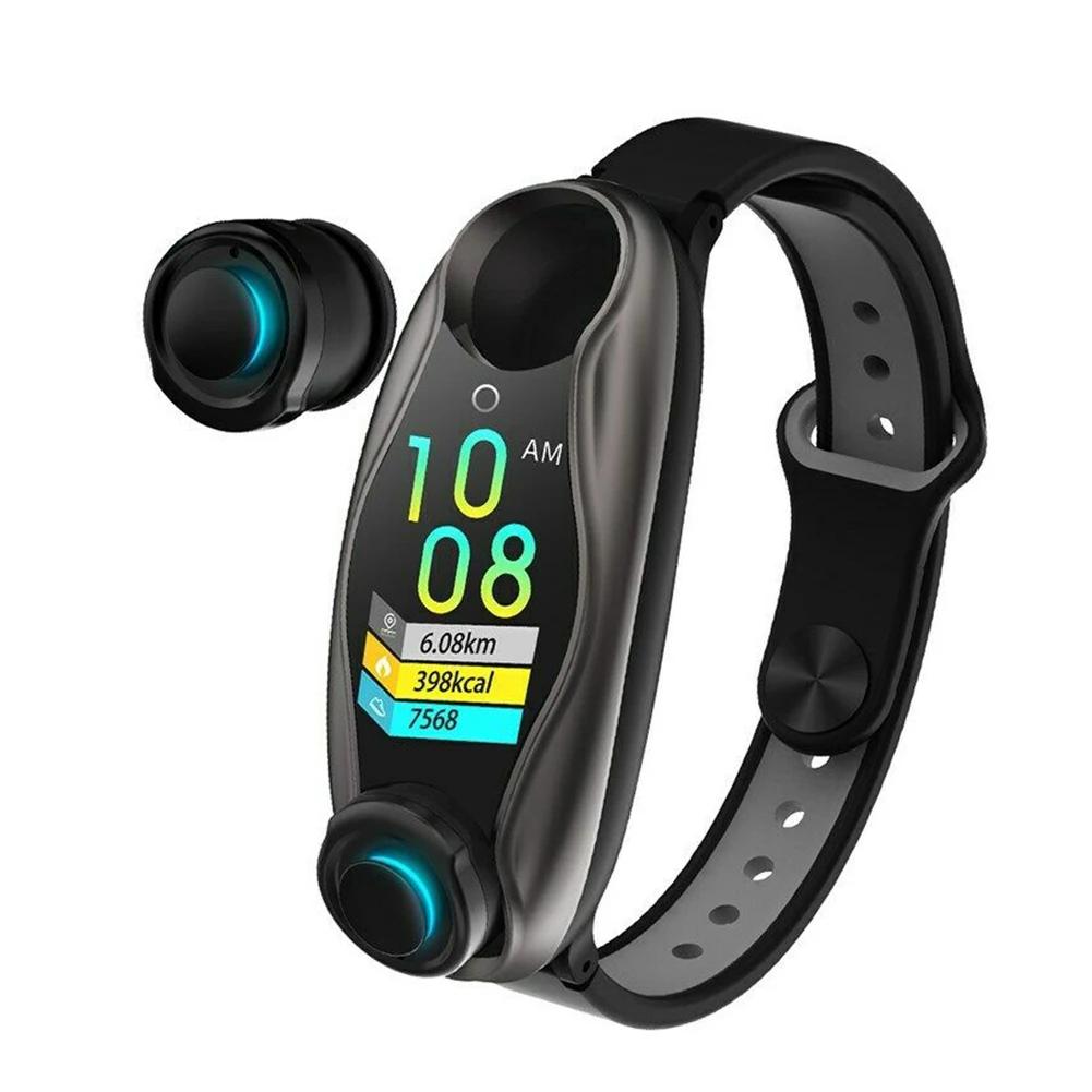 Смарт-часы-браслет TFT цветной экран Smartband фитнес-тренкер Bluetooth Спорт IP67 водонепроницаемый смарт-браслет с BT5.0 наушником