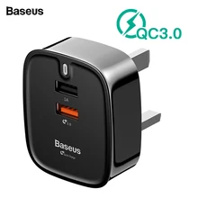 Baseus USB зарядное устройство Quick Charge 3,0 UK Plug двойной порт дорожное настенное зарядное устройство адаптер QC3.0 зарядное устройство для мобильного телефона для iPhone Xiaomi