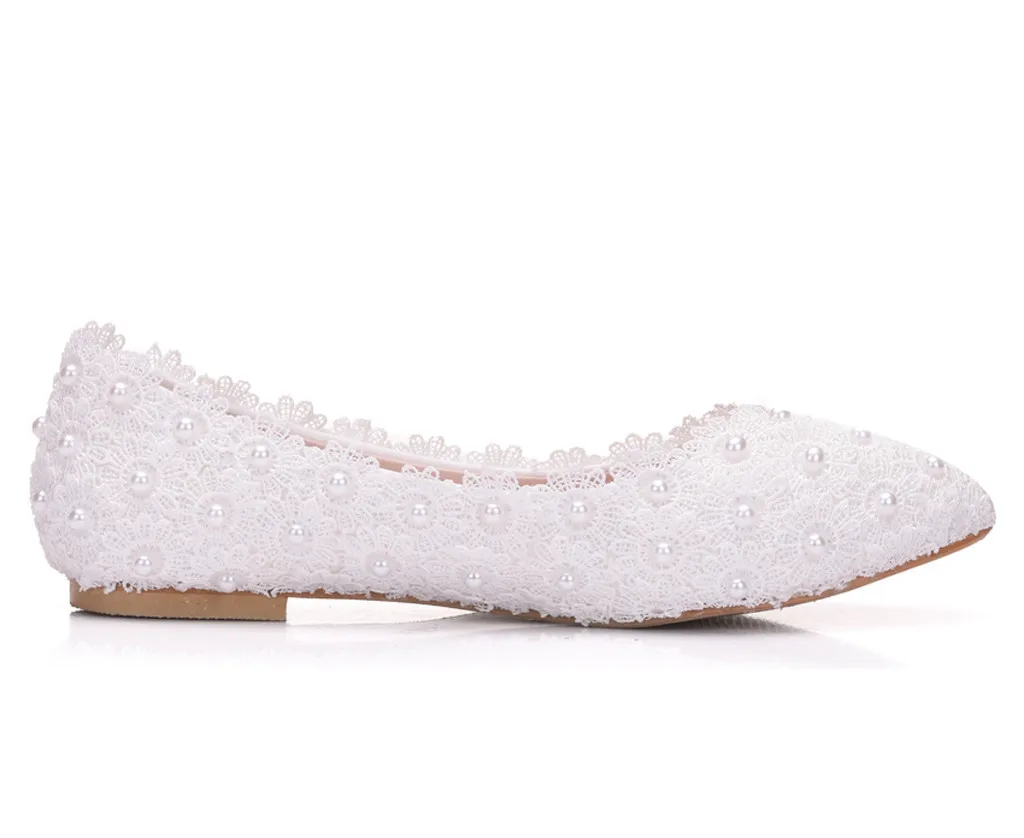 Тонкие туфли на плоской подошве с кружевом и жемчугом; chaussures femme; женские свадебные туфли; Zapatos De Mujer; модельные женские туфли