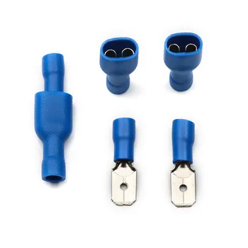 

50/20Pcs 6.3mm Female Male 16-14AWG Electrical Wiring Connector Insulated Crimp Terminal Spade Blue FDFD2-250 MDD2-250
