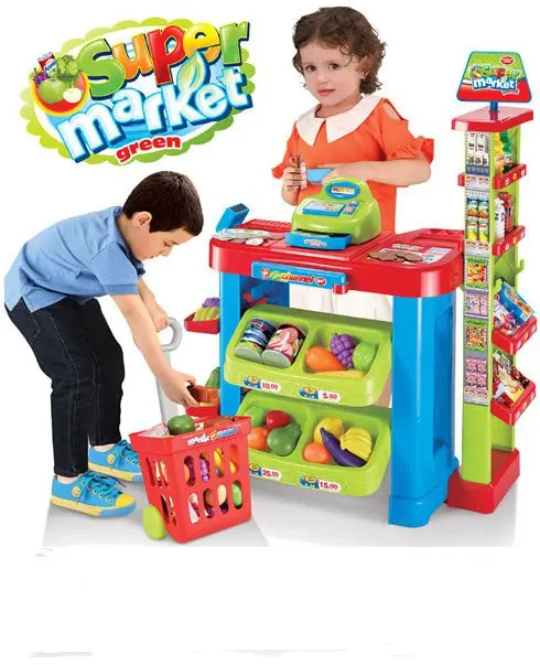 Ролевые игры супермаркет моделирование кассовый аппарат Набор приготовления пищи покупки свет для корзины музыкальные игрушки Рождественский подарок игрушки для девочек - Цвет: no retail box