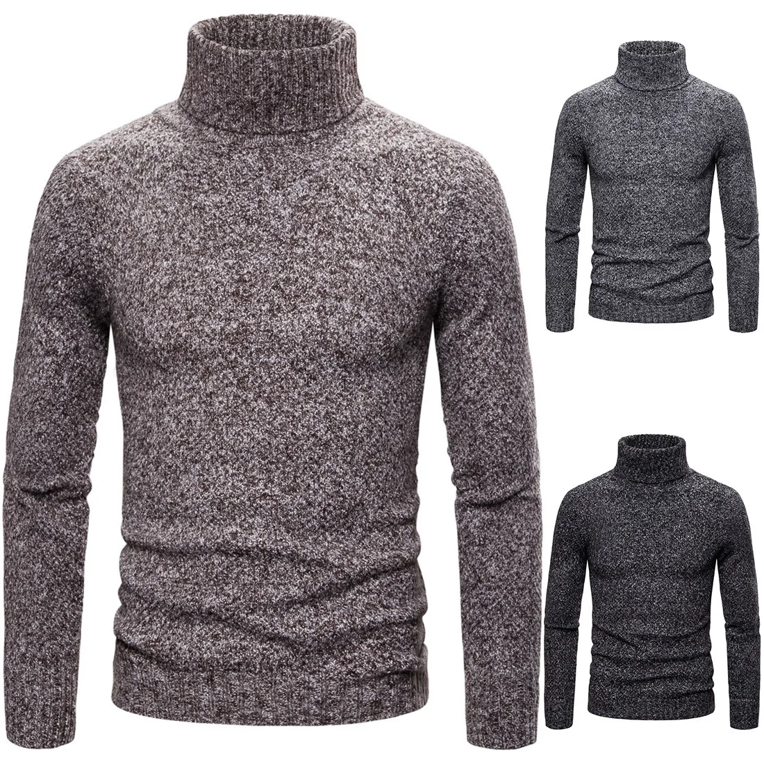 

2020 Autumn & Winter New Style Slim Fit Solid Color High Lapel Pullover Sweater Knitted Sweater Ym037