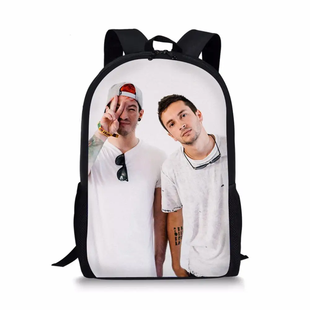 As picture ThiKin Twenty one pilots печатные школьные сумки, рюкзаки, черный рюкзак, Подростковый ортопедический ранец для мальчиков и девочек, дропшиппинг - Цвет: As picture