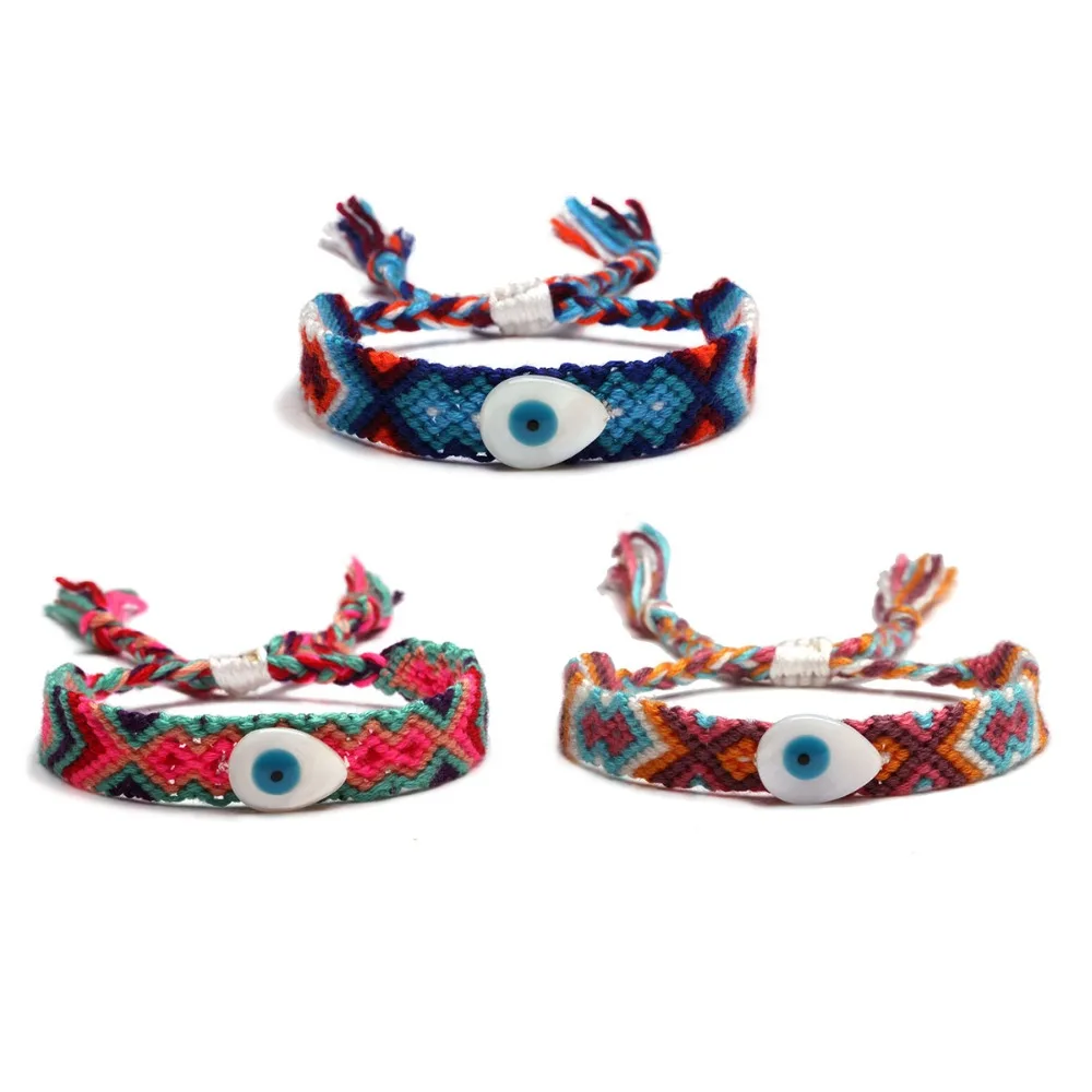 Boho Каури Seashell Овальный греческий сглаза макраме браслет дружбы для женщин мужчин синий глаз защита на удачу летние ювелирные изделия подарок