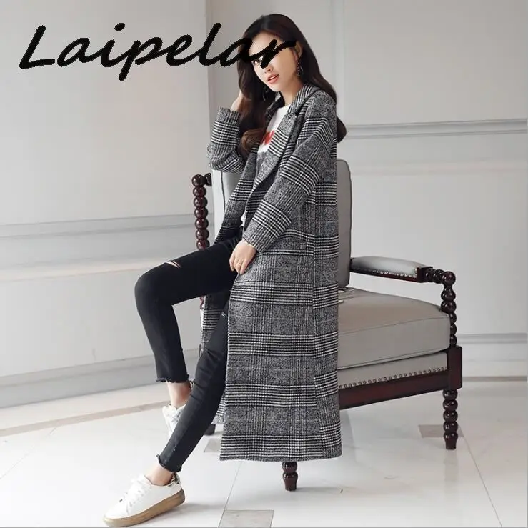 2019 весеннее осеннее Женское шерстяное пальто новое модное длинное Пальто