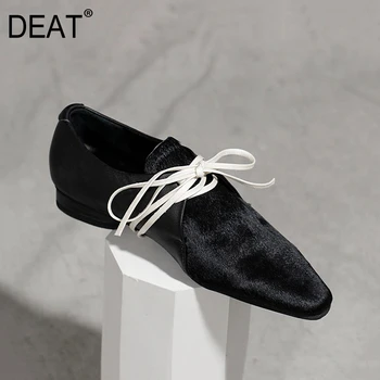 

[DEAT] 2020 Pointed Toe Bandage Horsehair Leopard Print Retro Single Flat Shoes Women New Spring Autumn Fashion Tide 10B710