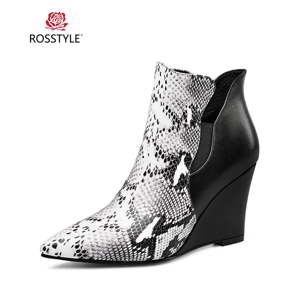 長期展示特価品 Rosstyle ファッション女性の冬のアンクルブーツ手作り本革ポインテッドトゥソフトウェッジシューズヴィスリップオン女性の基本的なブーツ 更に10 Off Women S Shoes Www Celpan Com Br