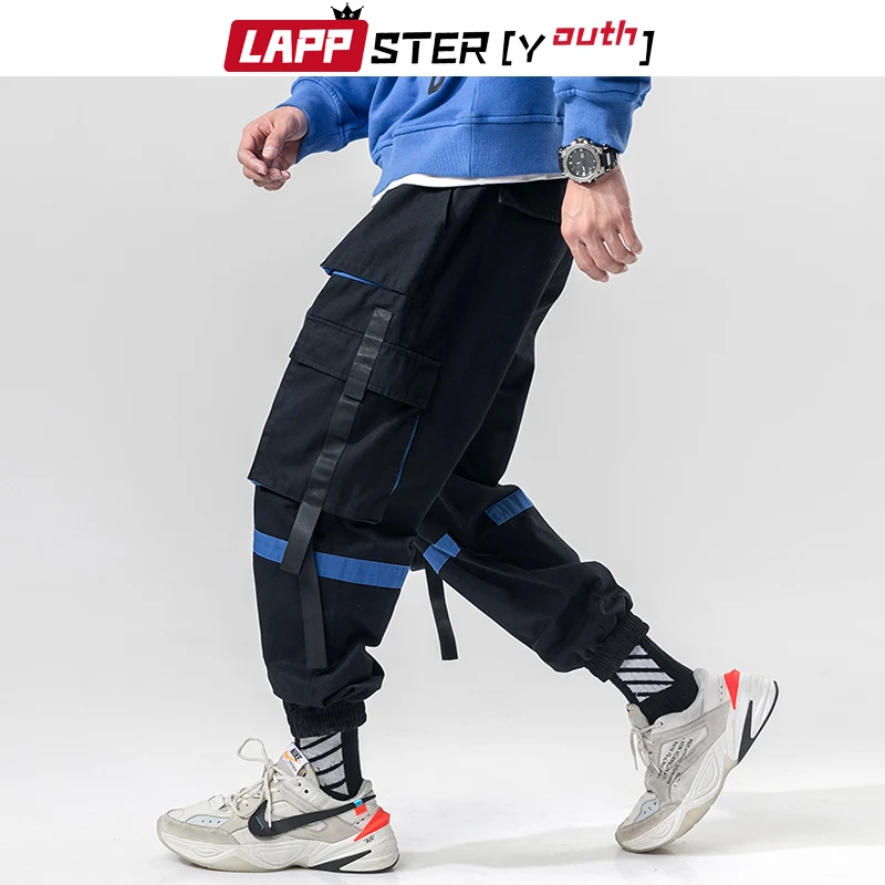 LAPPSTER мужские брюки-карго с лентами комбинезоны мужские s Уличная шаровары Лоскутные Спортивные штаны хип-хоп спортивные брюки 5XL